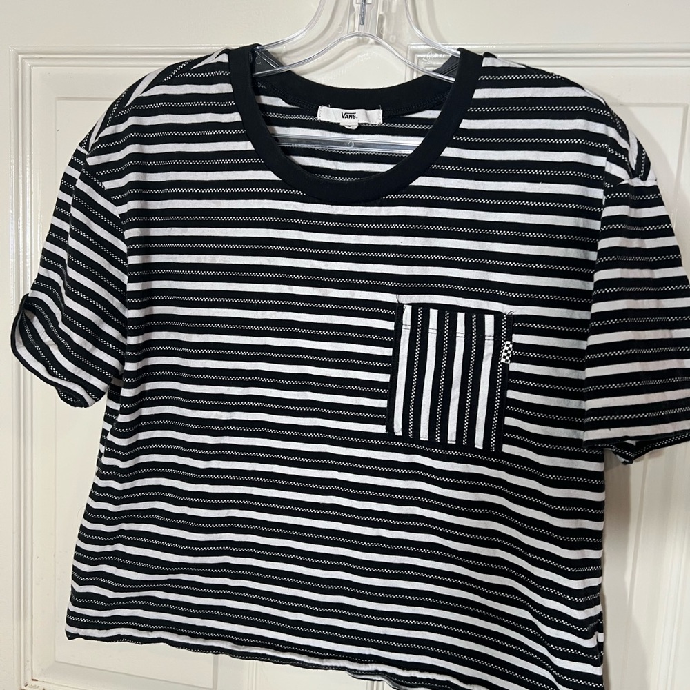 Vans Black and White Striped Short Sleeve Tee